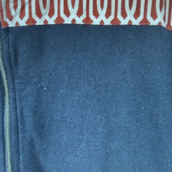 Men's Black Quarter-Zip Sweater with Rust Pattern Yoke - Picture 2 of 3